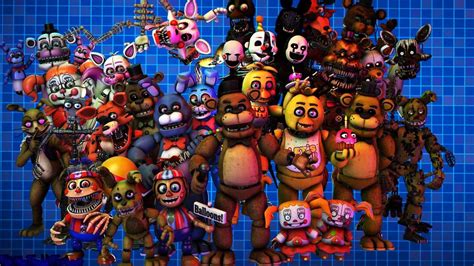 all characters from fnaf|five nighta at freddys characters.